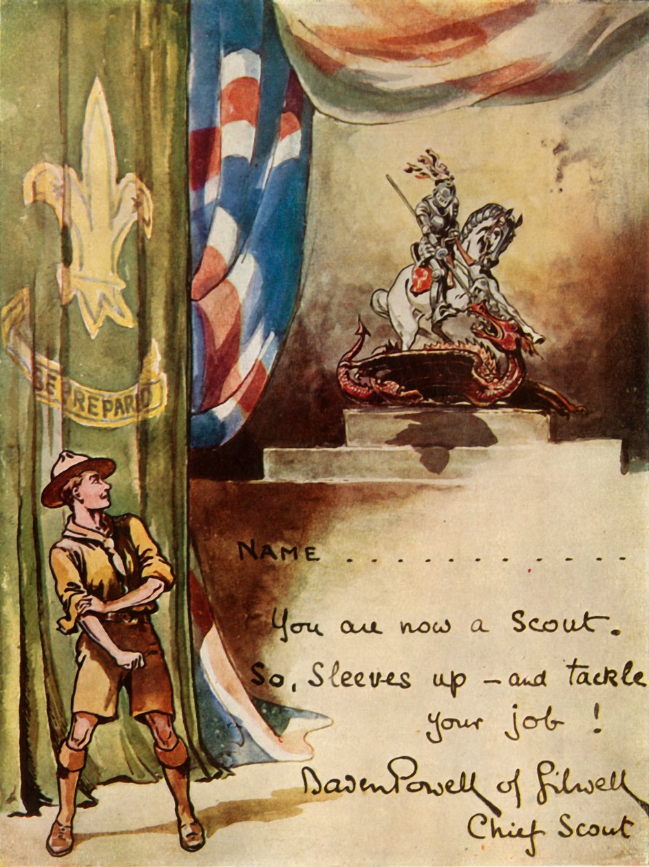 Ontwerp voor inschrijvingskaart scouts, 1944 door Robert Baden Powell