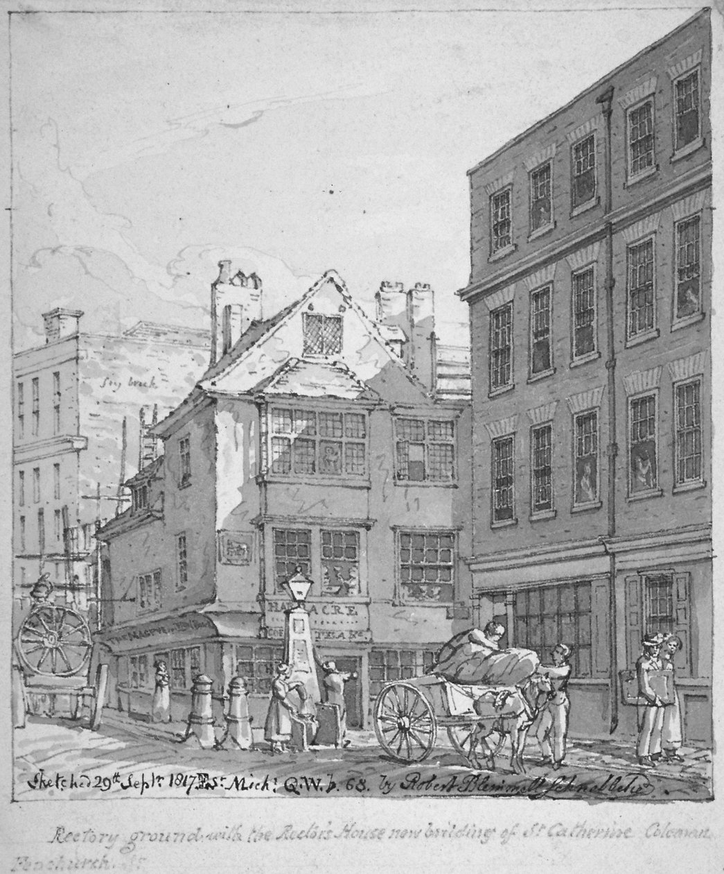 St Katherine Coleman Pastorie, Fenchurch Street, City of London, 1817 door Robert Blemmell Schnebbelie