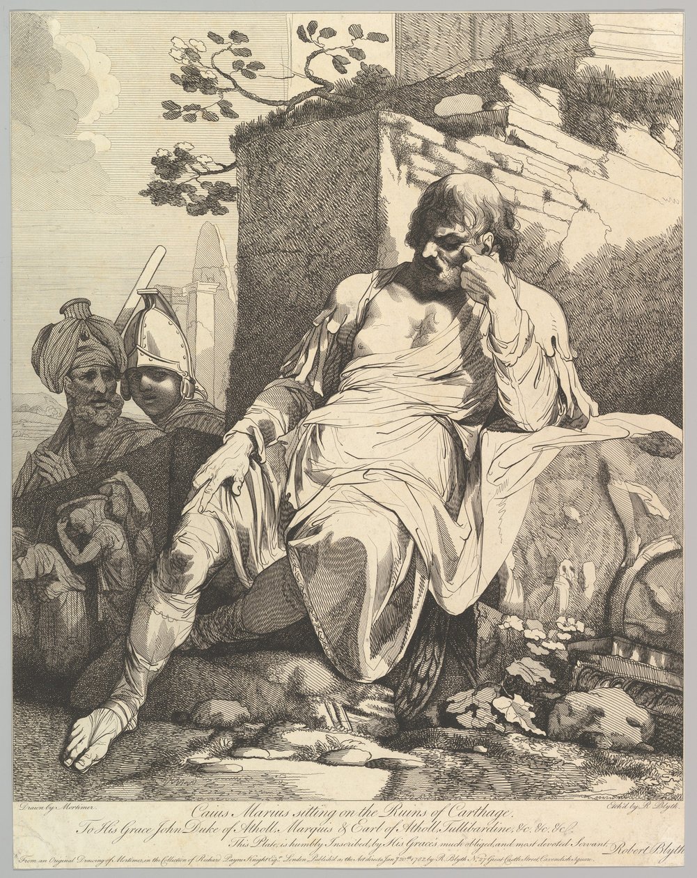 Caius Marius op de ruïnes van Carthago, 20 januari 1782 door Robert Blyth