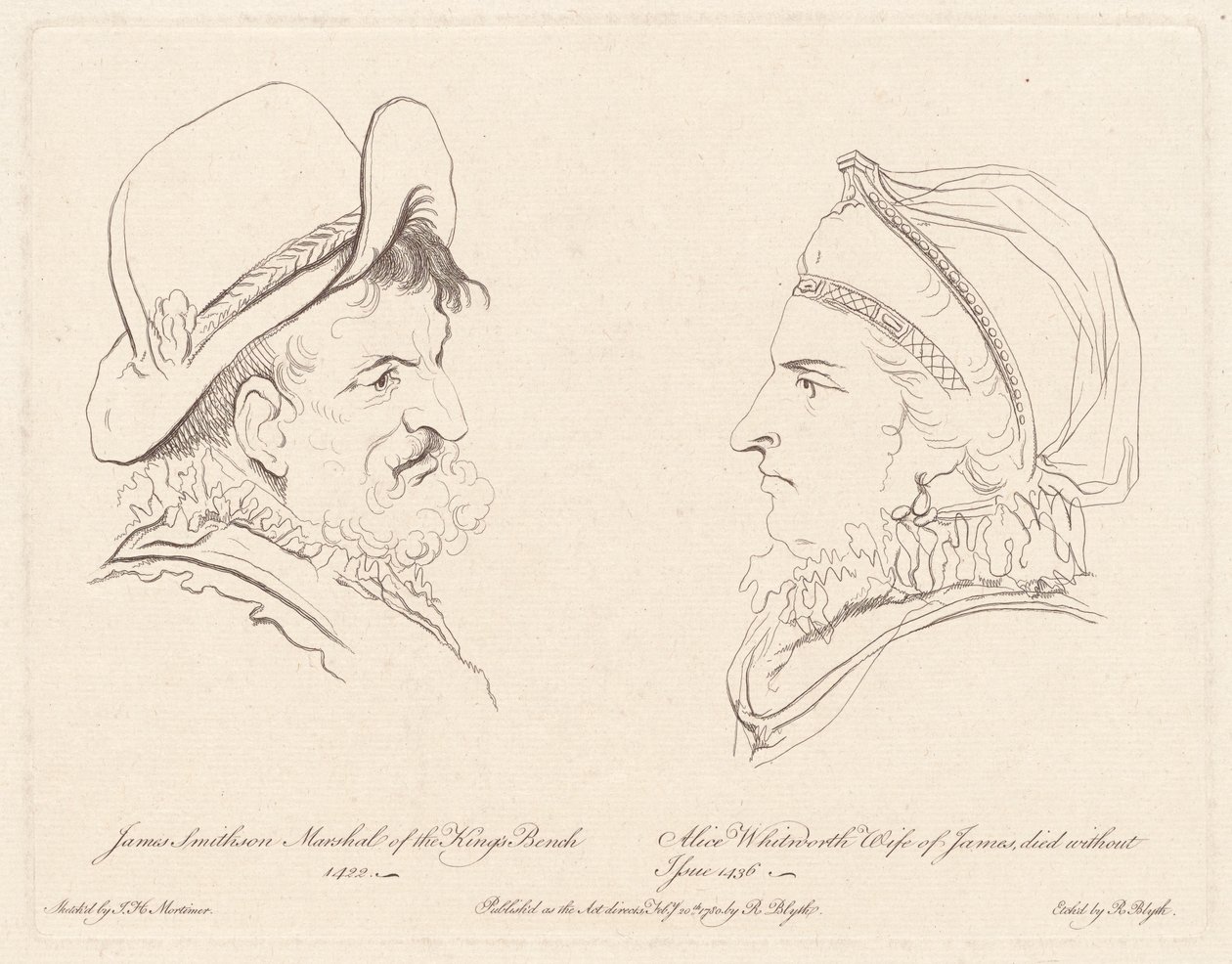 James Smithson en Alice Whitworth door Robert Blyth, after John Hamilton Mortimer