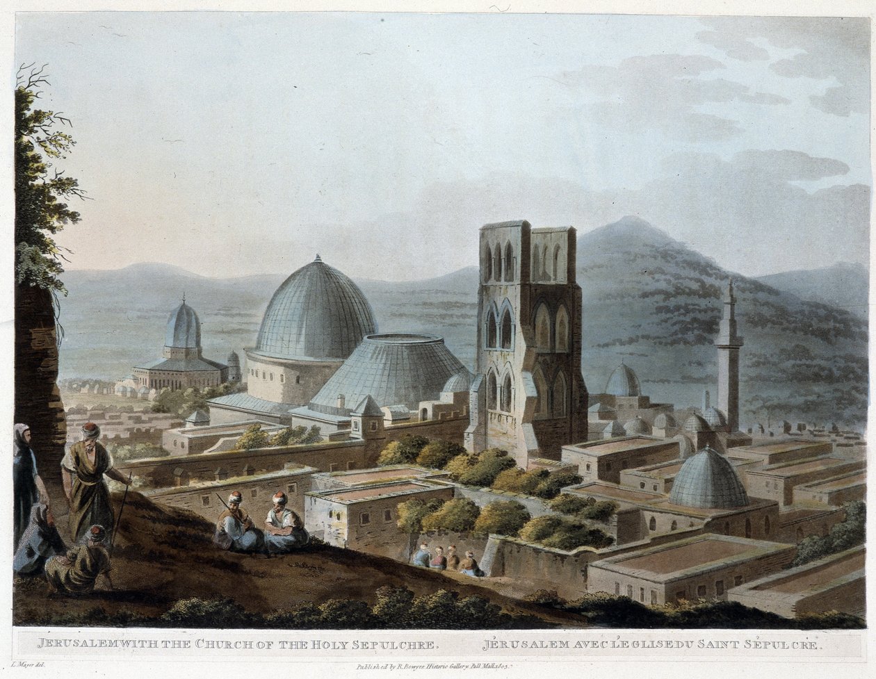 Jeruzalem met de Heilig Grafkerk - in "The Holy Places", volgens de originele tekeningen van R. Bowyer door Robert Bowyer