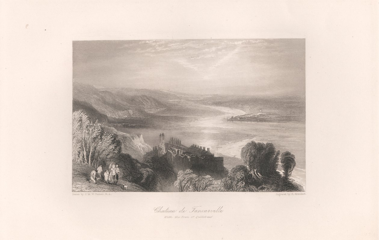 Chateau de Tancarville, met stad Quilleboeuf door Robert Brandard