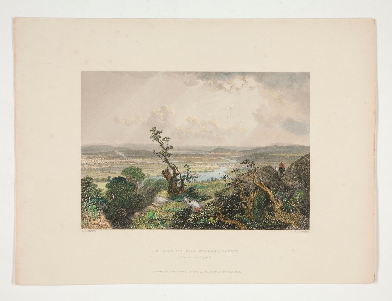 Vallei van de Connecticut (vanuit Mount Holyoke), illustratie voor Nathaniel Parker Willis door Robert Brandard