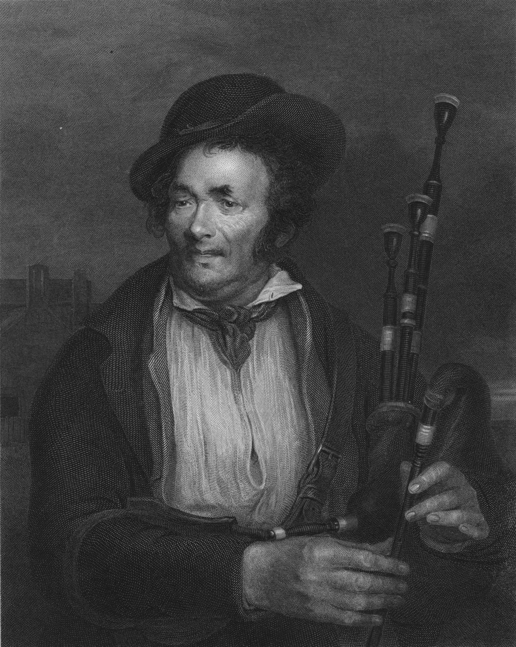 De doedelzakspeler, ca. 1845 door Robert Charles Bell