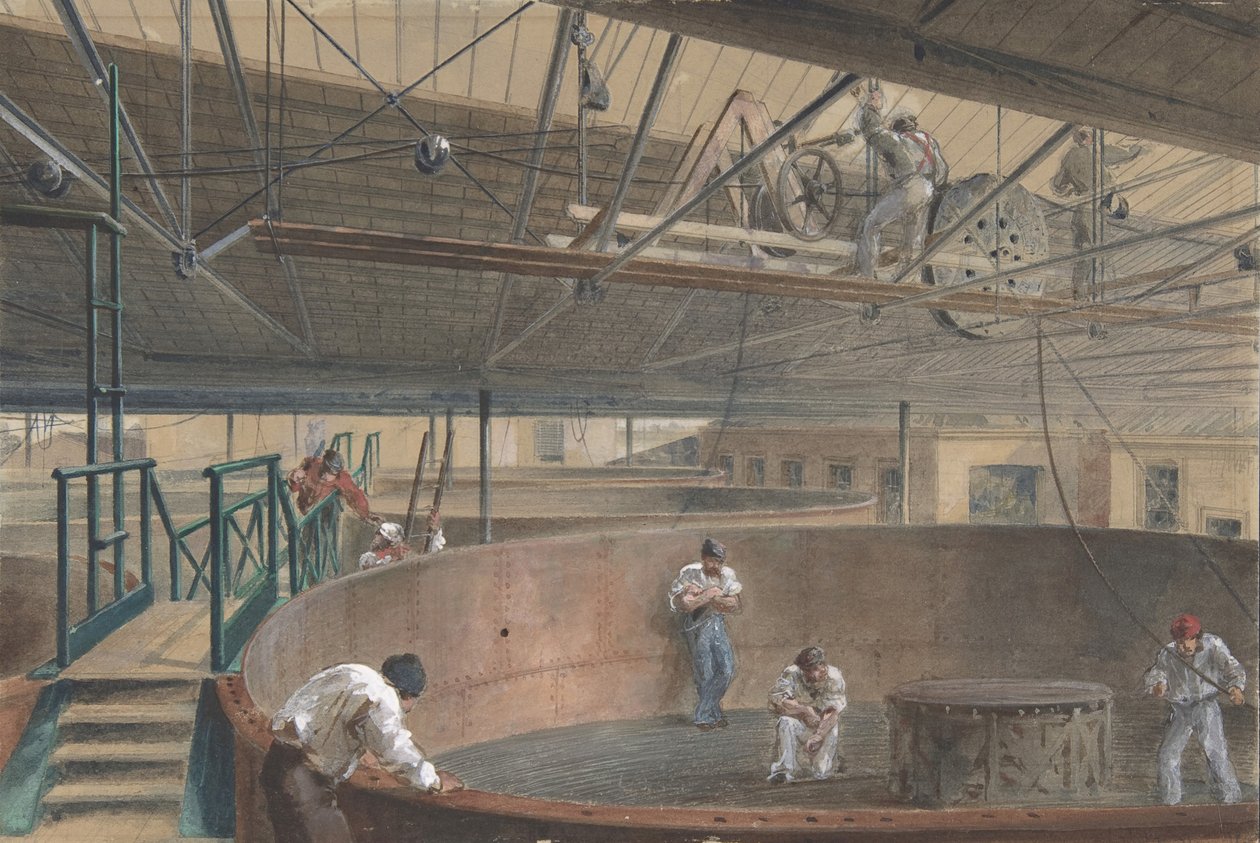Het Kabel Oprollen in de Grote Tanks bij de Werken van de Telegraafconstructie door Robert Charles Dudley