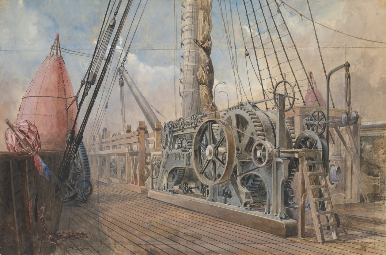 Dek van de Great Eastern, de kabelgoot, enz., 1866, 1865-1866 door Robert Charles Dudley