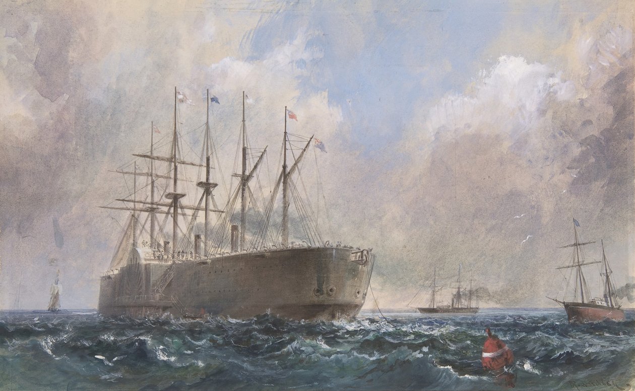 Telegraafkabelvloot op zee door Robert Charles Dudley