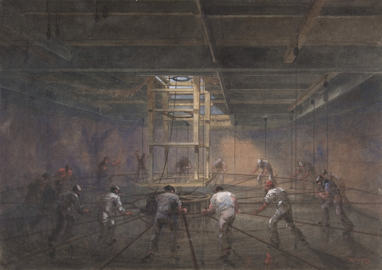 Uitzicht op het interieur van een van de tanks aan boord van de Great Eastern, 1865-66 door Robert Charles Dudley