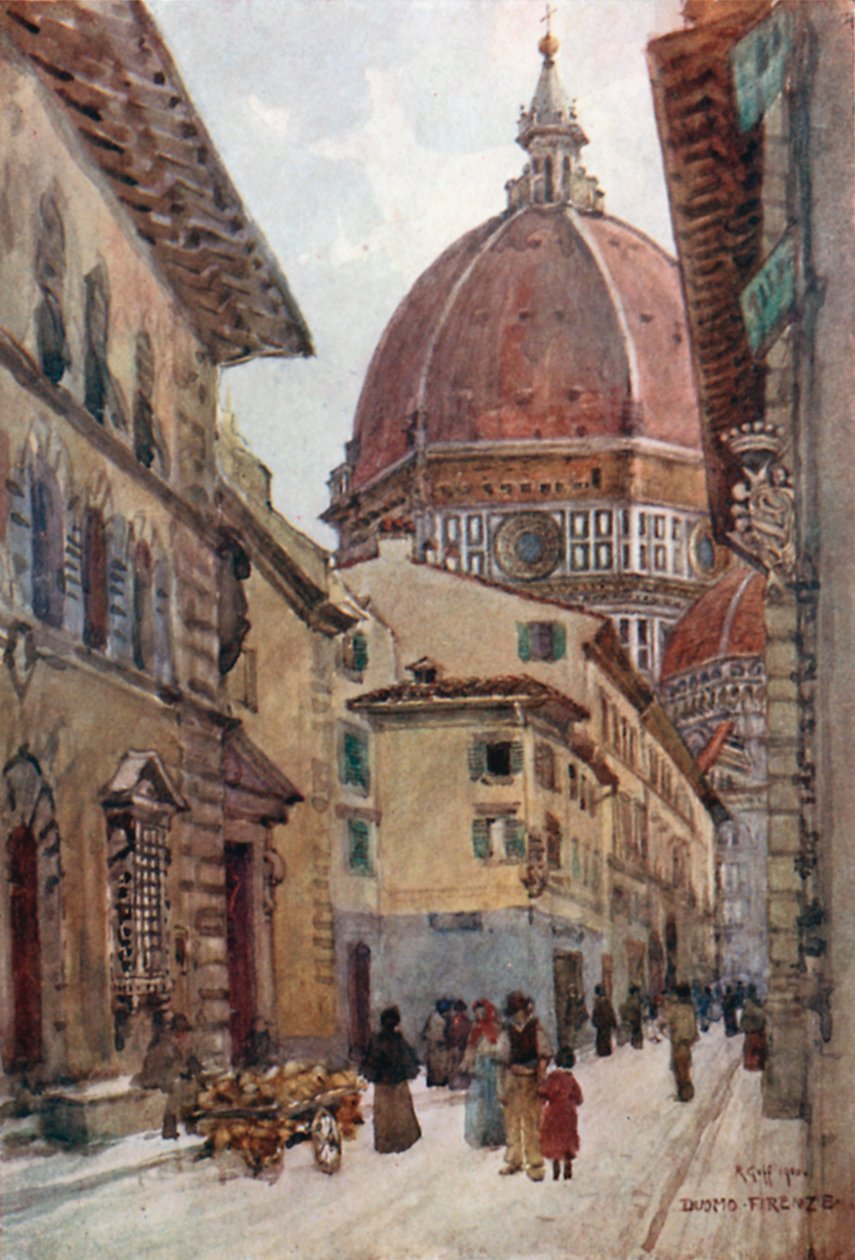 Via dei Servi (kleurenlitho) door Robert Charles Goff