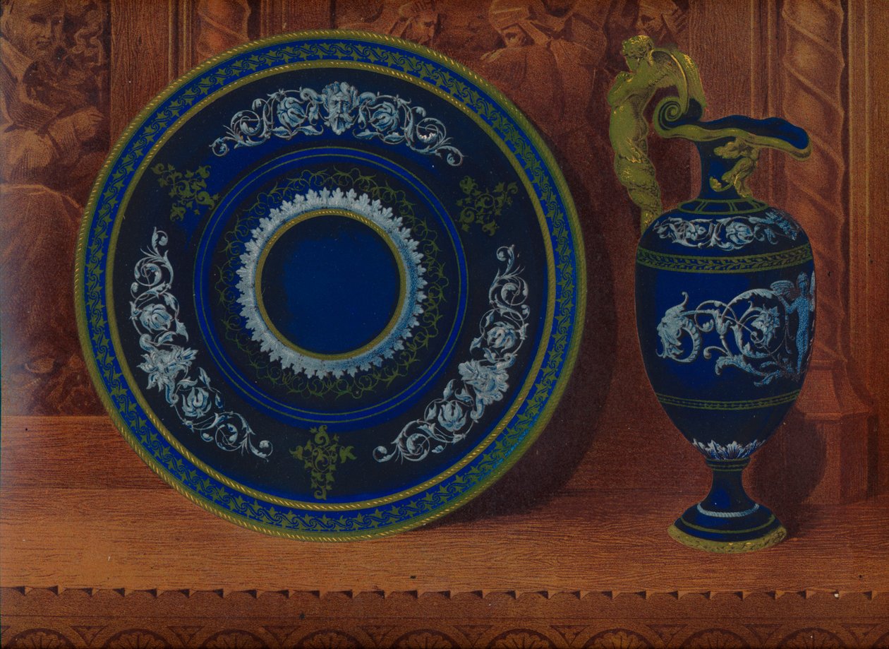 Porseleinen kan en plateau, 1863 door Robert Dudley
