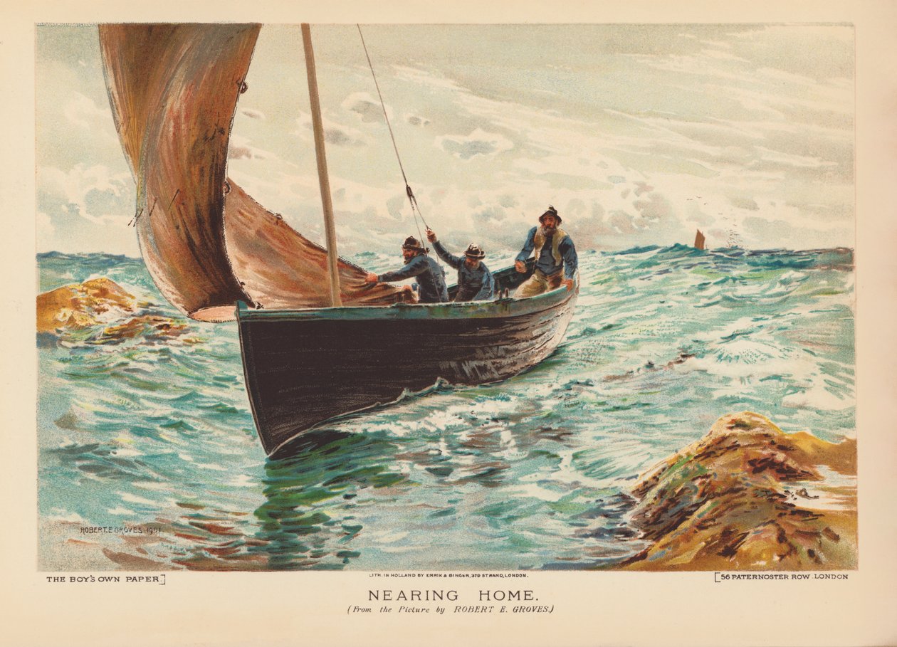 Nearing Home (kleurenlitho) door Robert E. Groves