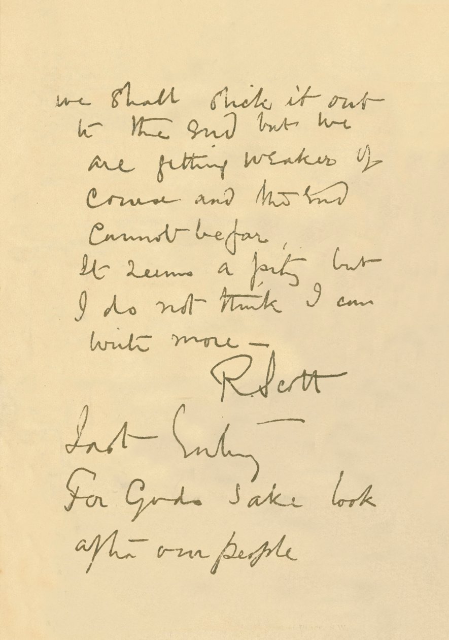 Facsimile van Bericht aan het Publiek, 29 maart 1912, 1913 door Robert Falcon Scott