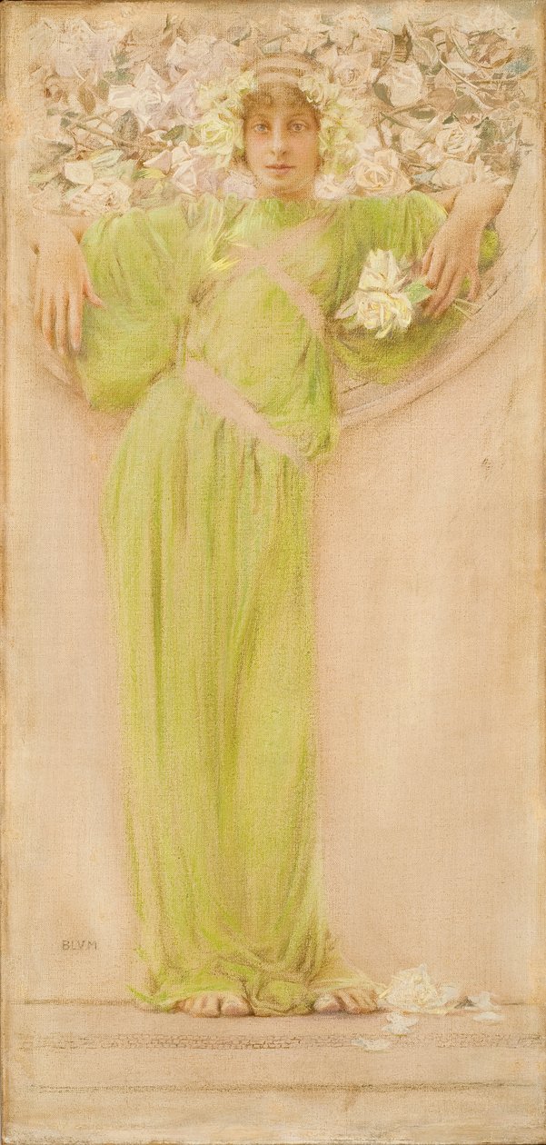 Een krans van rozen (juni) (1897) door Robert Frederick Blum