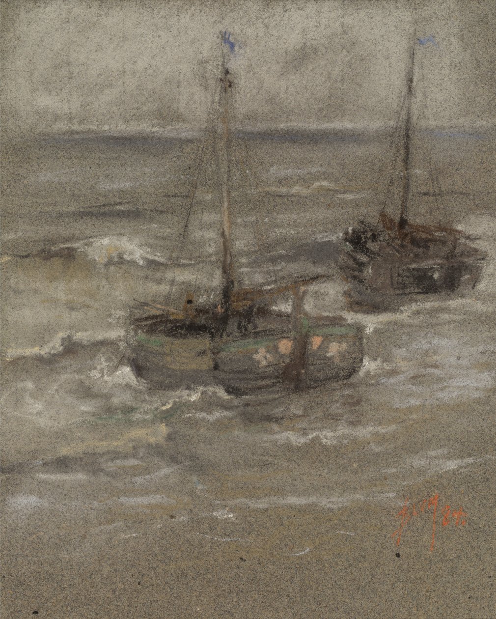 Vissersboten voor anker door Robert Frederick Blum