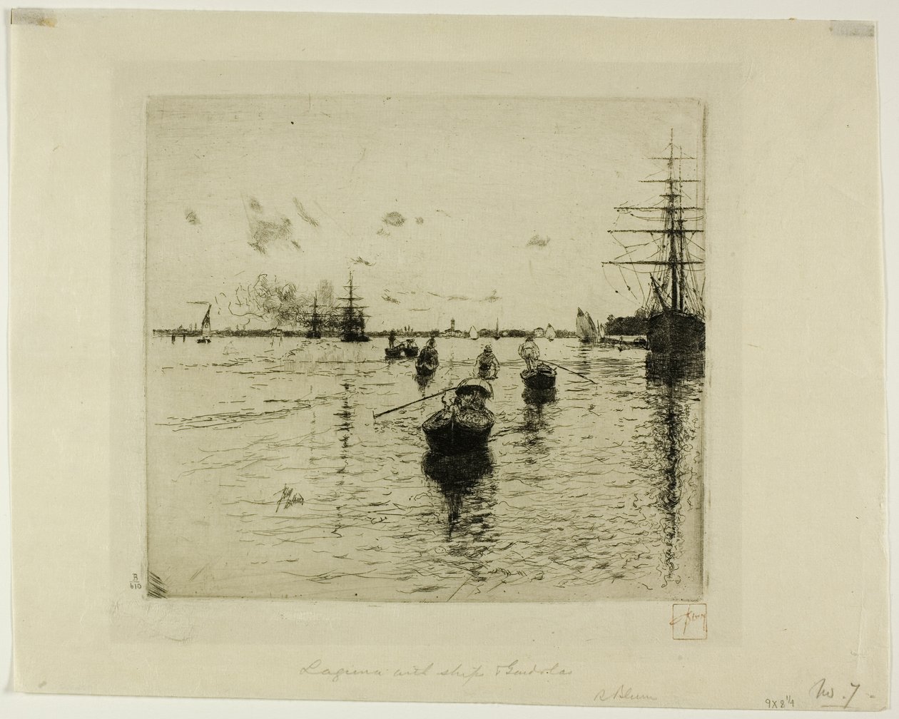 Lagune met Stoomschepen en Gondels, Venetië door Robert Frederick Blum