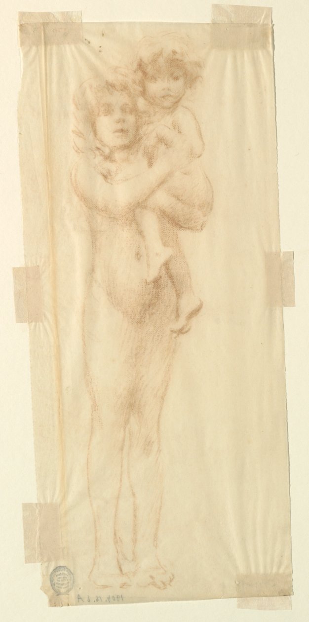 Studie voor een vrouw die een kind vasthoudt, "Wijnfeest," Mendelssohn Glee Club, New York, NY door Robert Frederick Blum