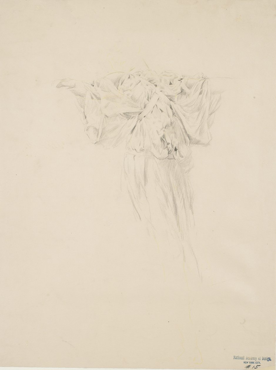 Studie van draperie voor Moods to Music muurschildering door Robert Frederick Blum