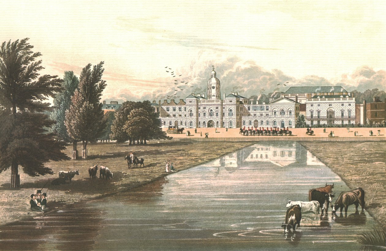 De Horse Guards en Melbourne House, c1821 door Robert Havell