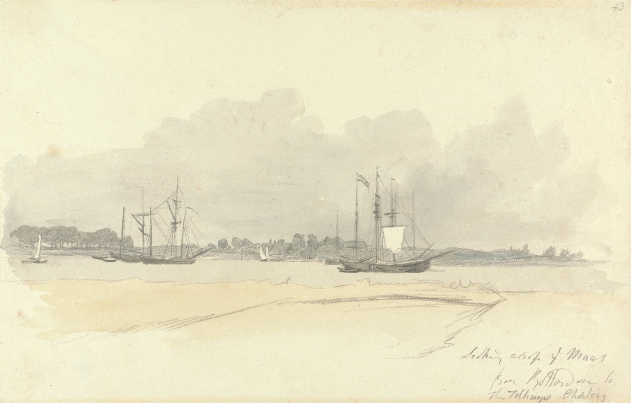 Kijkend over de Maas vanaf Rotterdam door Robert Hills