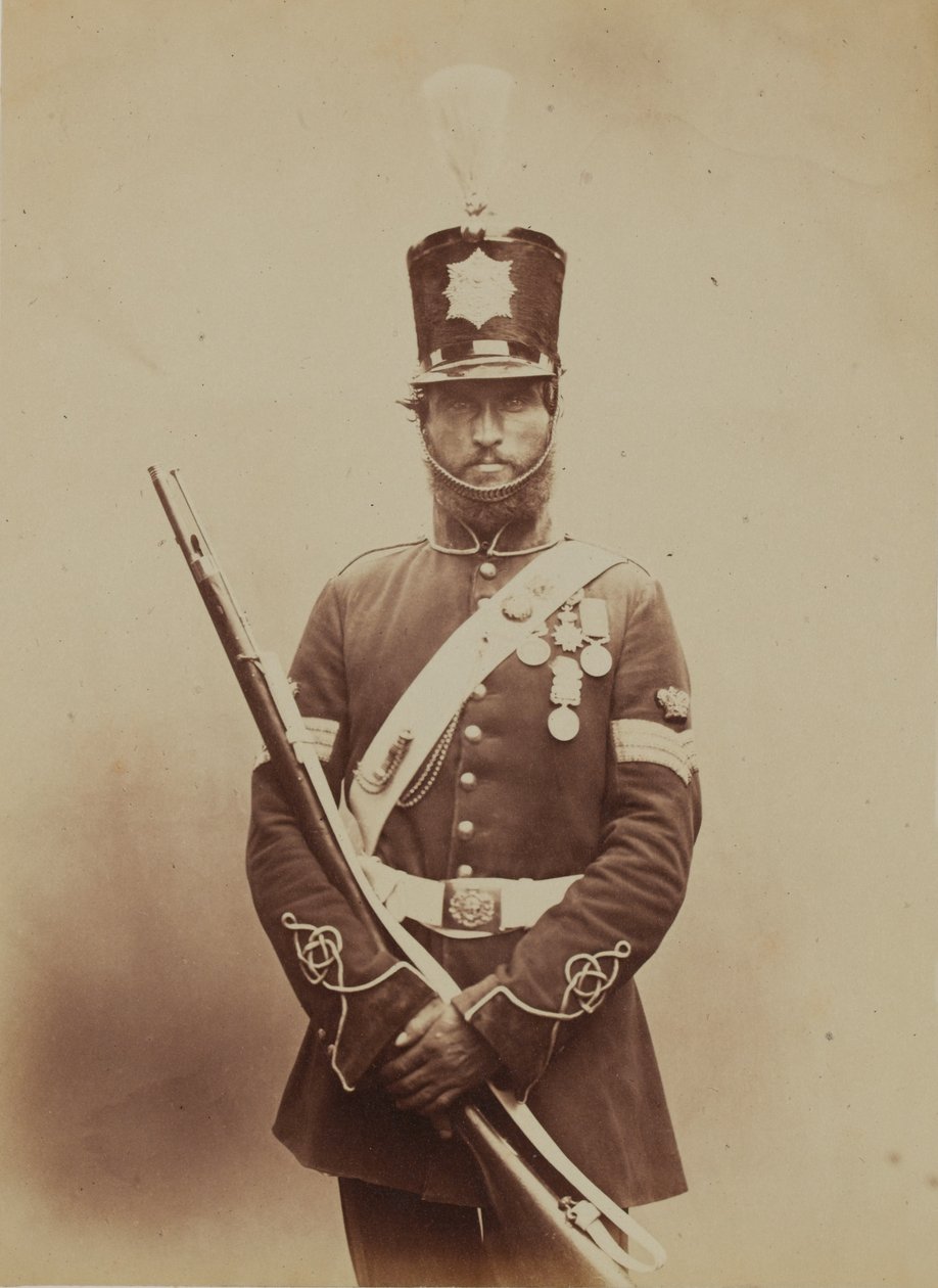Kleur-Sergeant John Paul, Royal Sappers and Miners, 1856 door Robert Howlett