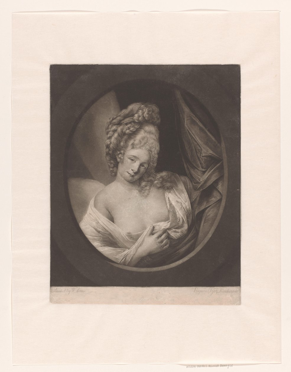 Portret van een vrouw met een deels bedekt decolleté in een boudoir, mogelijk Catherine Bampfylde door Robert John Dunkarton