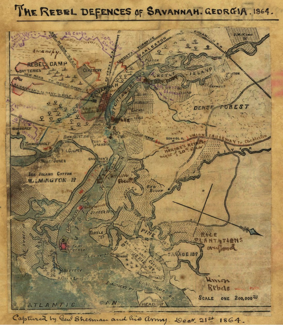 Aanval op Ft. Pulaski Savannah, Georgia, april 1862. LOC gvhs01.vhs00277 door Robert Knox Sneden