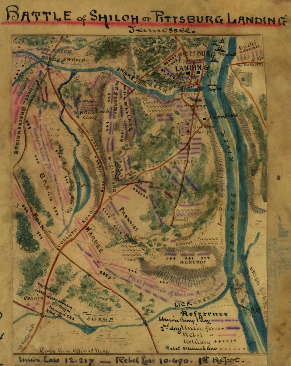 Slag bij Shiloh of Pittsburg Landing, Tennessee LOC gvhs01.vhs00313 door Robert Knox Sneden