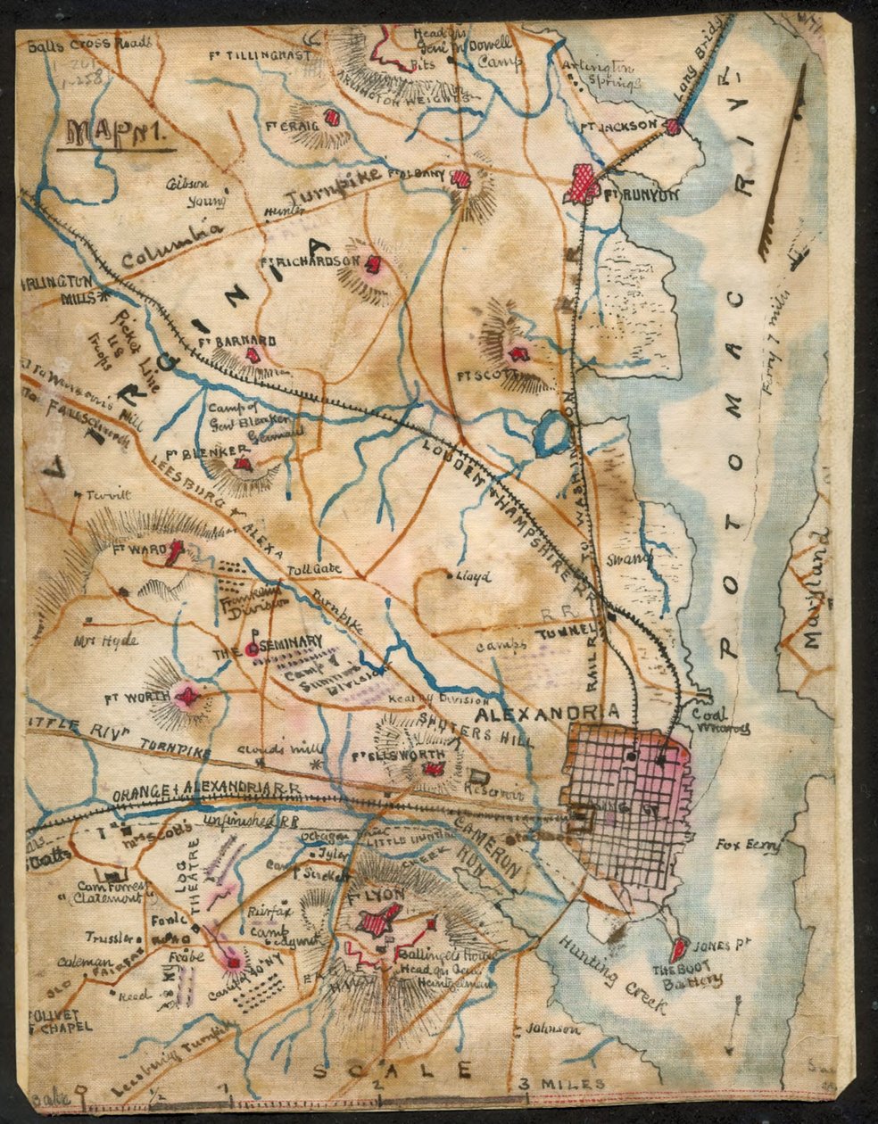 Kaart van Alexandria, Virginia LOC gvhs01.vhs00032 door Robert Knox Sneden