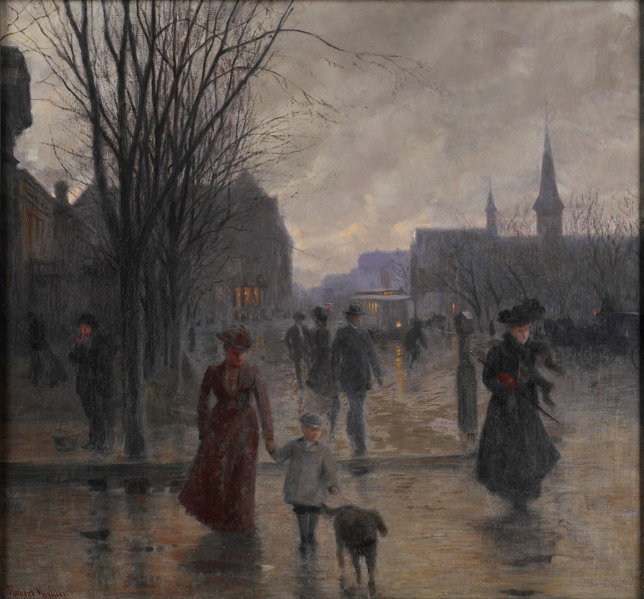 Regenachtige avond op Hennepin Avenue, c.1902 door Robert Koehler