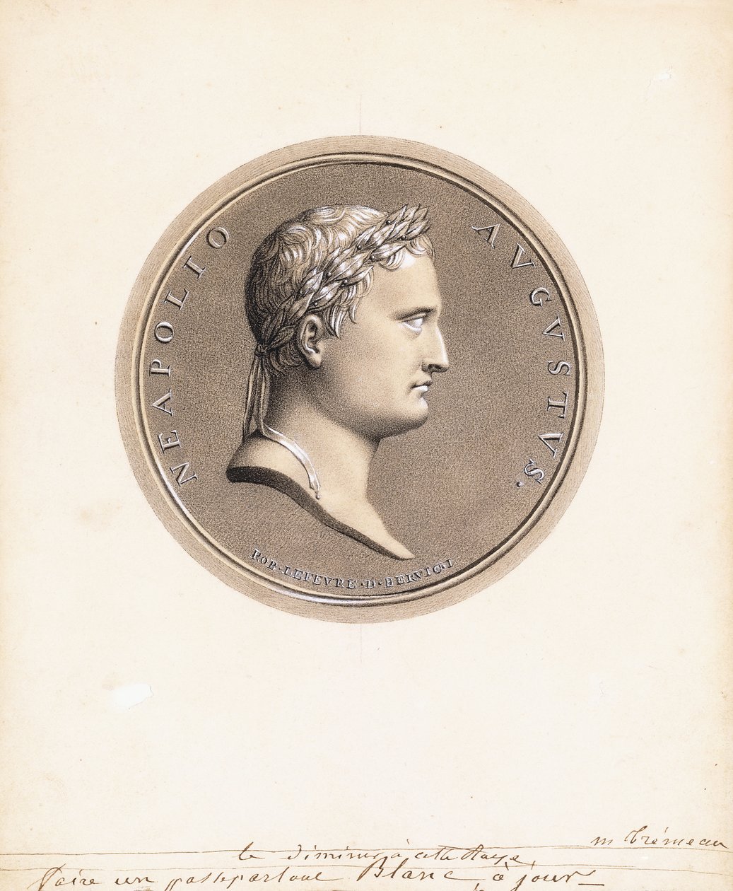 Keizer Napoleon I, in profiel naar rechts - Een ontwerp voor een medaille door Robert Lefevre