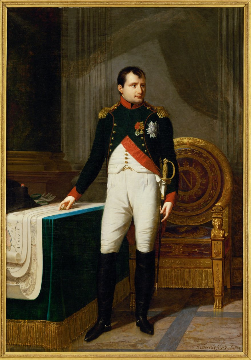 Keizer Napoleon I als kolonel van de Chasseurs a cheval de la garde ... (schilderij op doek) door Robert Lefevre