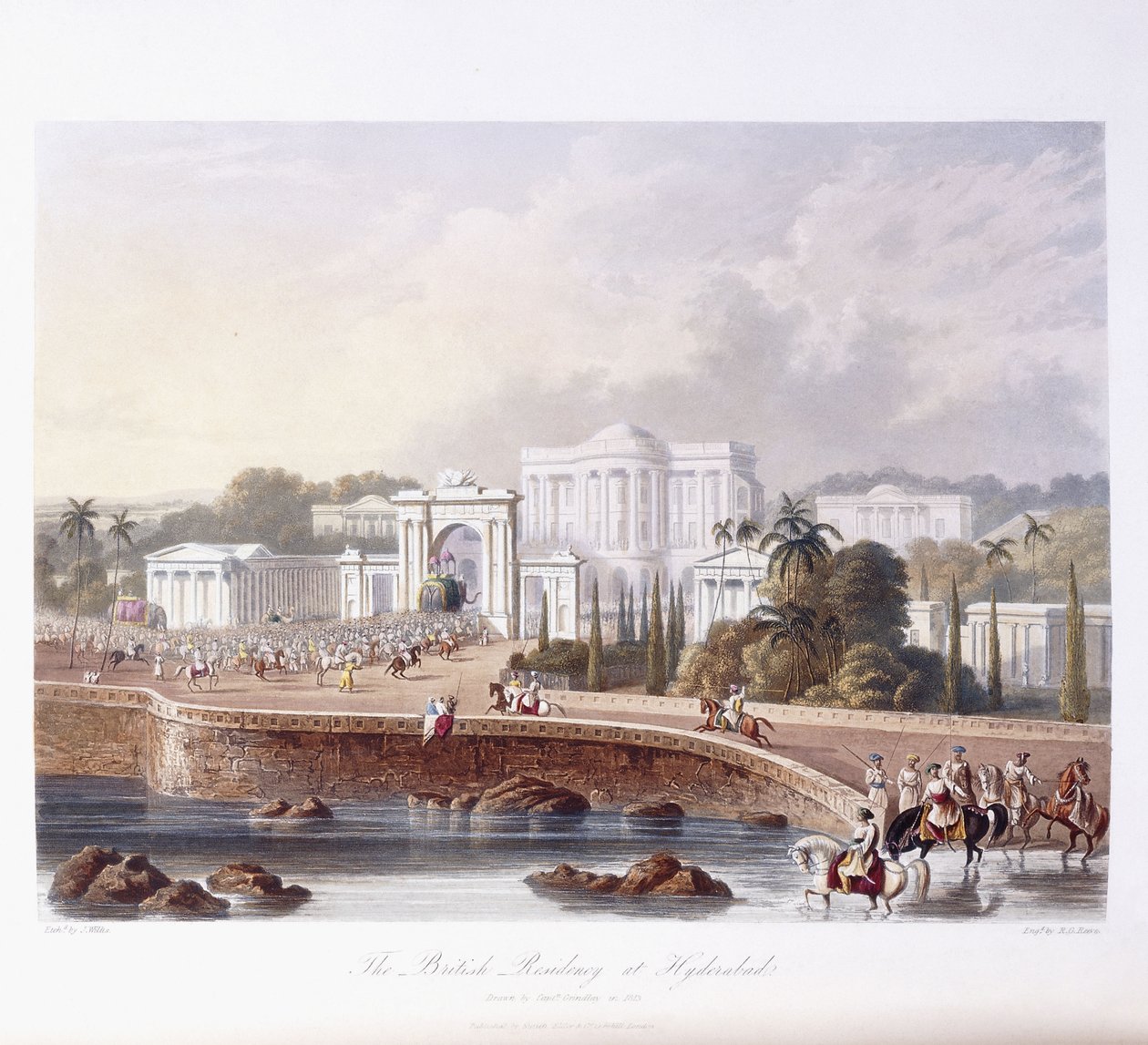 De Britse residentie in Hyderabad (1813; 1830) door Robert Melville Grindlay