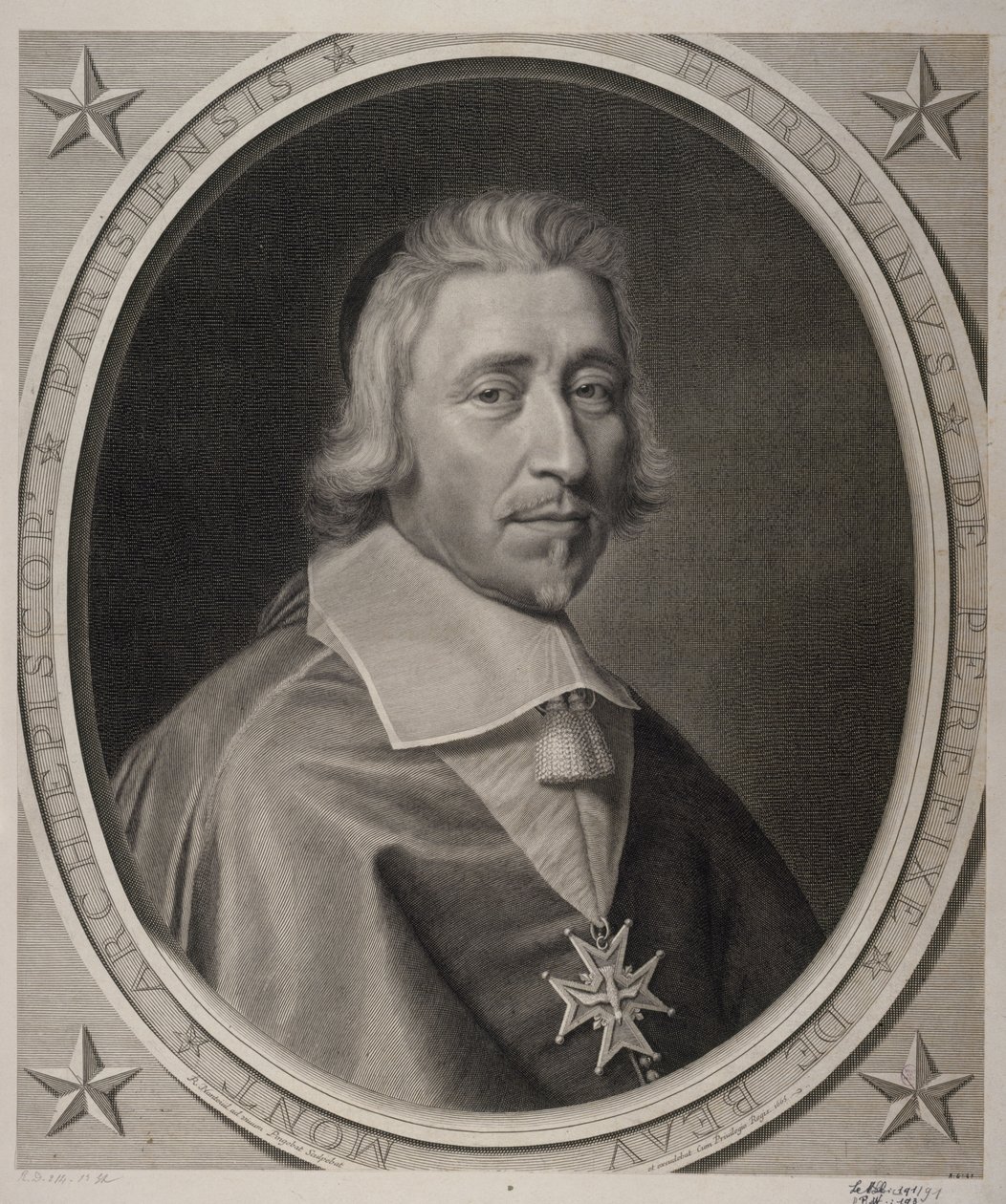 Hardouin de Péréfixe de Beaumont, aartsbisschop van Parijs. 1665. door Robert Nanteuil