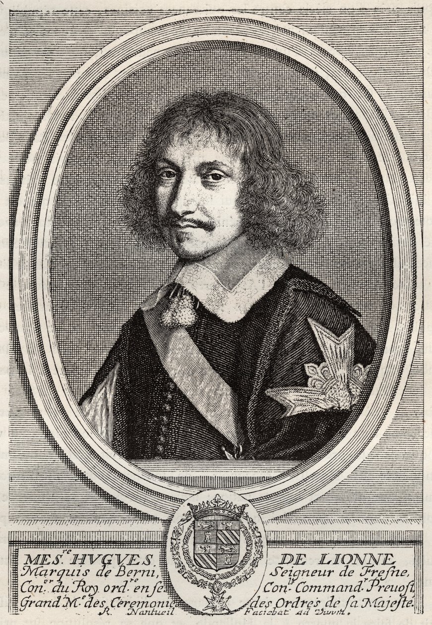 Hugues de Lionne (1611-1671), Markies de Fresnes, Heer van Berny, was een diplomaat en minister van staat onder Lodewijk XIV. Gravure door Robert Nanteuil. Privécollectie. door Robert Nanteuil