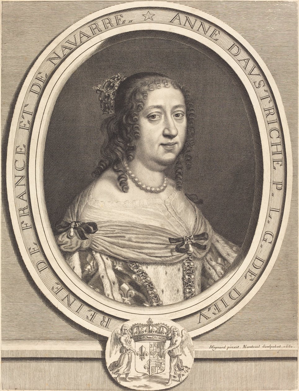 Anna van Oostenrijk, Koningin van Frankrijk en Navarra door Robert Nanteuil after Pierre Mignard I