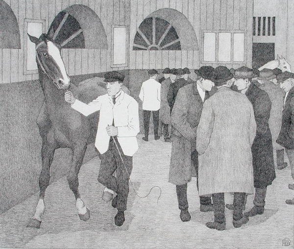 Paardenhandelaren bij de Barbican (Barbican No.2) 1921 door Robert Polhill Bevan