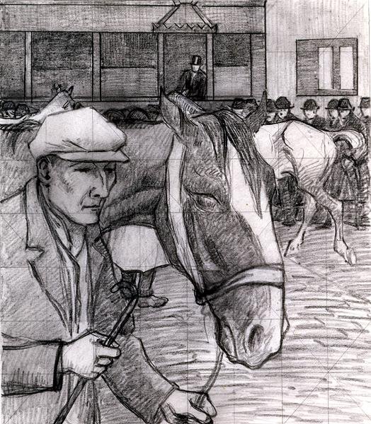 Paardenmarkt bij de Barbican door Robert Polhill Bevan