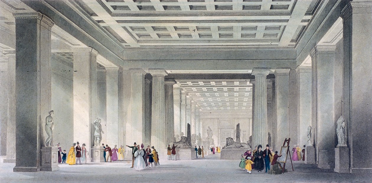 De Grand Central en Egyptische Salons, British Museum, Holborn, Londen, ca. 1836 door Robert Sands