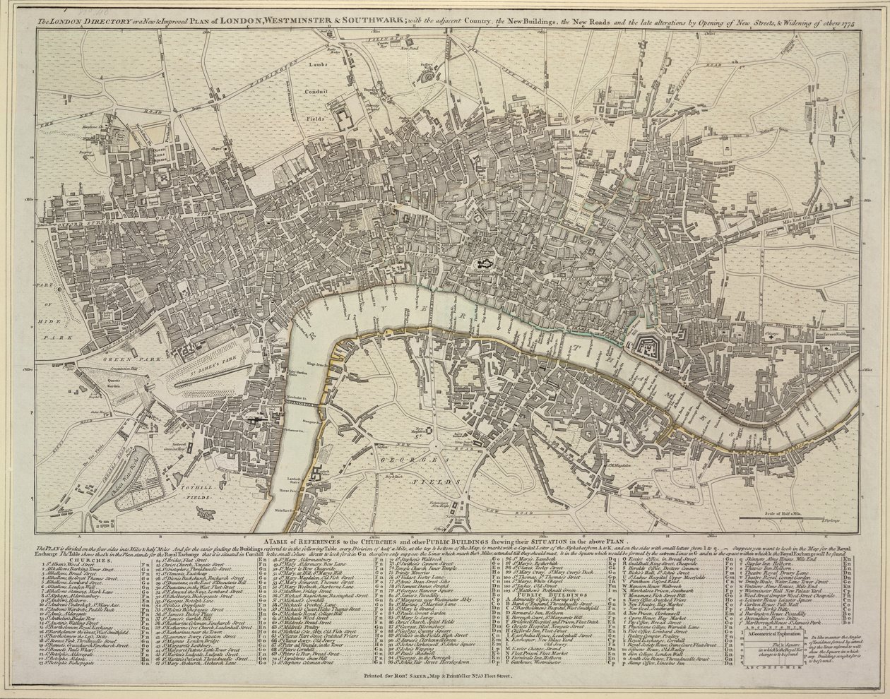 Een plan van Londen, Westminster en Southwark door Robert Sayer