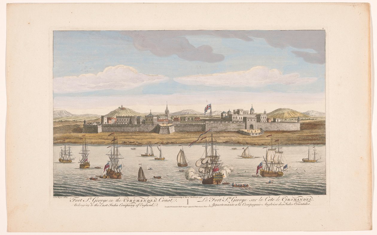 Gezicht op Fort Saint George te Madras door Robert Sayer