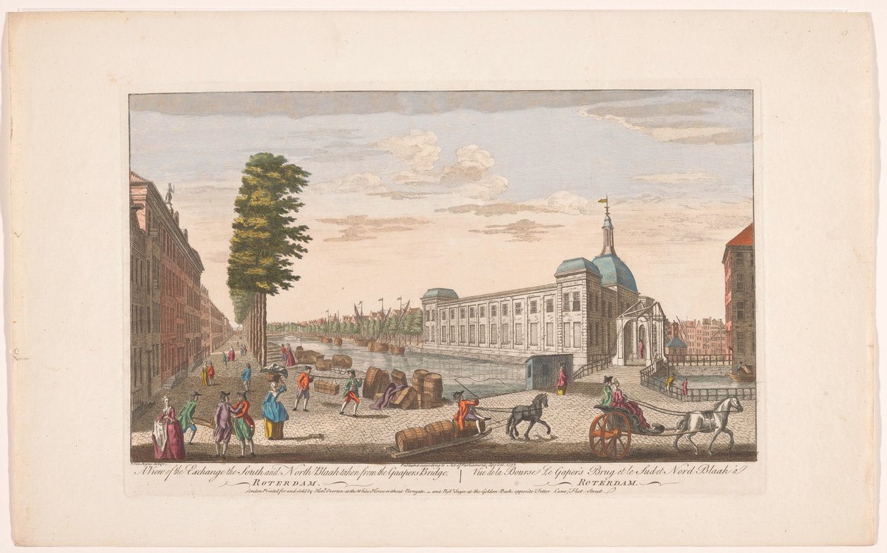 Gezicht op de Beurs te Rotterdam door Robert Sayer