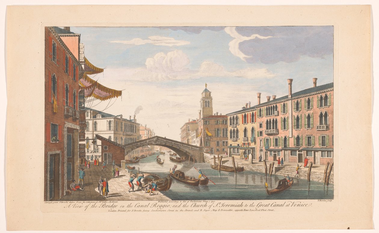 Gezicht op de Ponte delle Guglie over de Canale di Cannaregio te Venetië door Robert Sayer