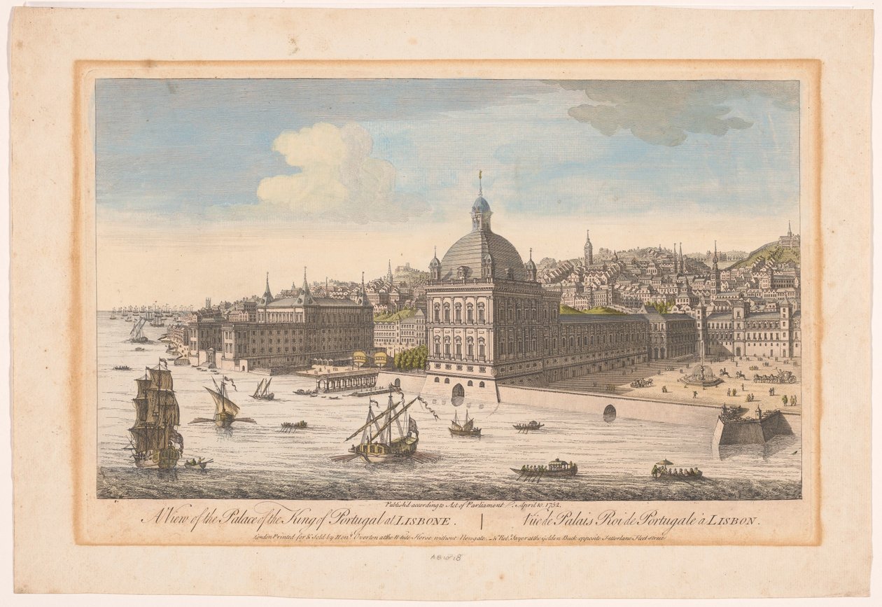 Gezicht op het Koninklijk Paleis te Lissabon door Robert Sayer
