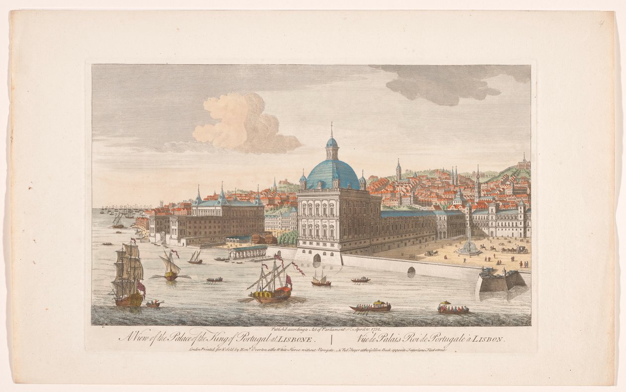 Gezicht op het Koninklijk Paleis te Lissabon (Madrid en Lissabon) door Robert Sayer