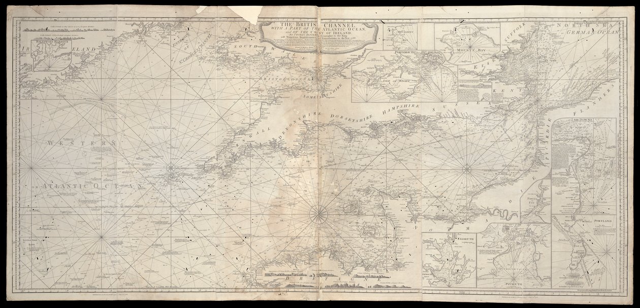 Het Britse Kanaal met een deel van de Atlantische Oceaan en de kust van Ierland door Robert Sayer