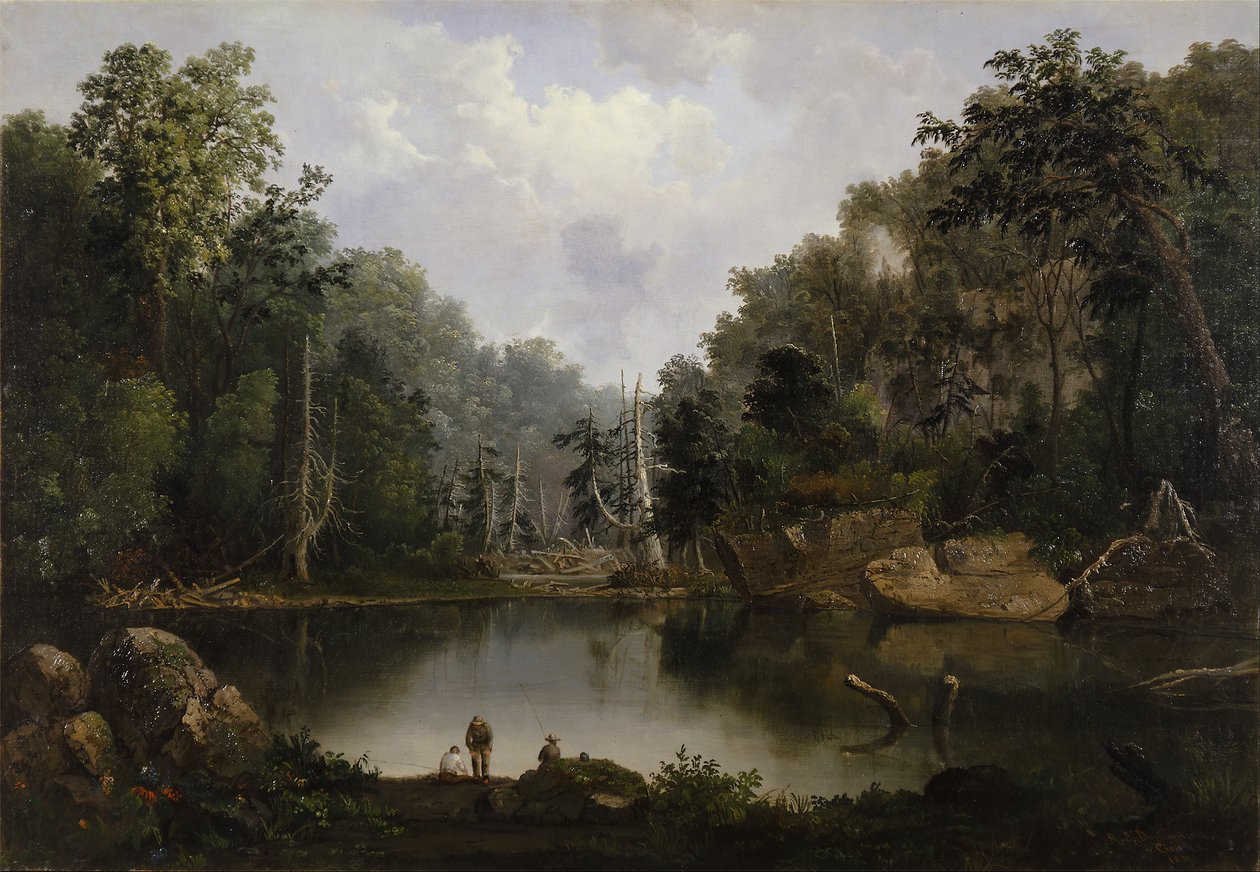Blauwe put, overstromingswateren, kleine Miami rivier door Robert Seldon Duncanson