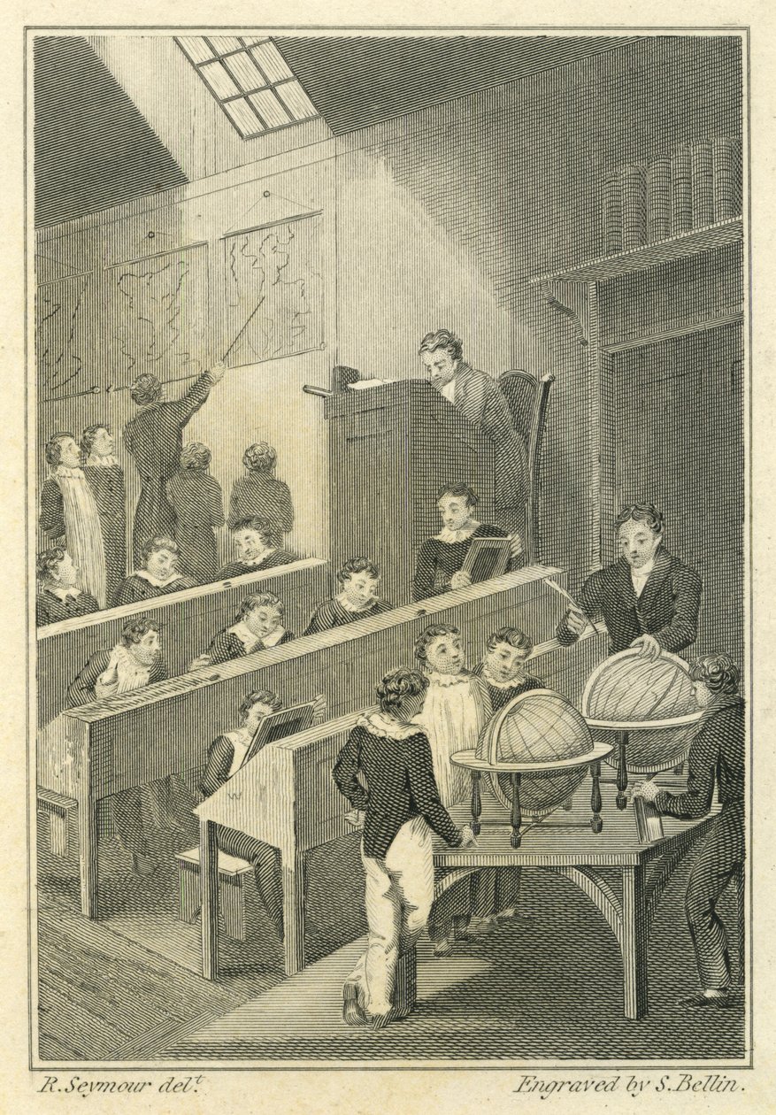 Nicholas Nickleby: Dotheboys Hall, gegraveerd door Samuel Bellin (1799-1893) door Robert Seymour
