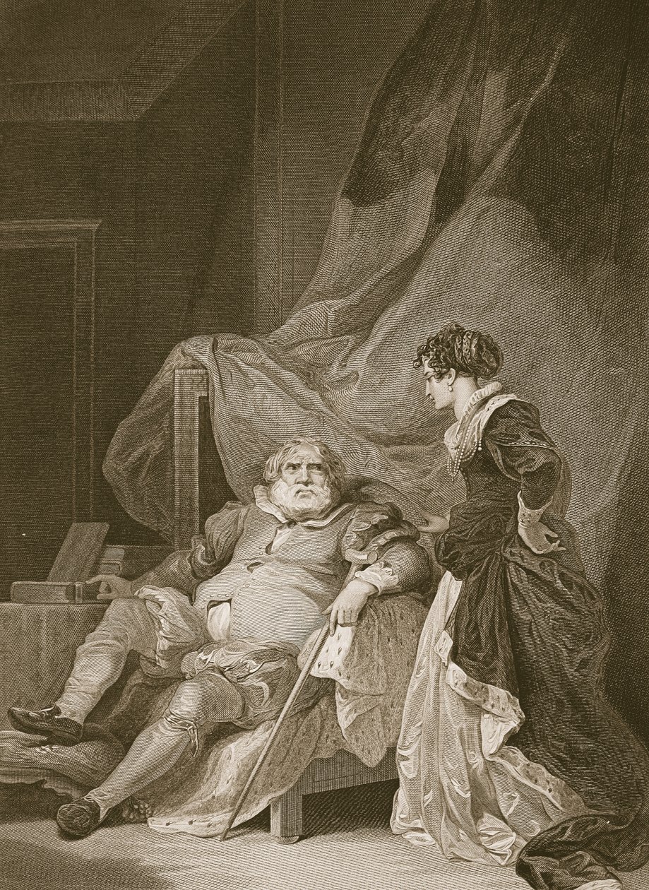 Hendrik de 8e en Catherine Parr, gegraveerd door George Noble, illustratie uit David Hume