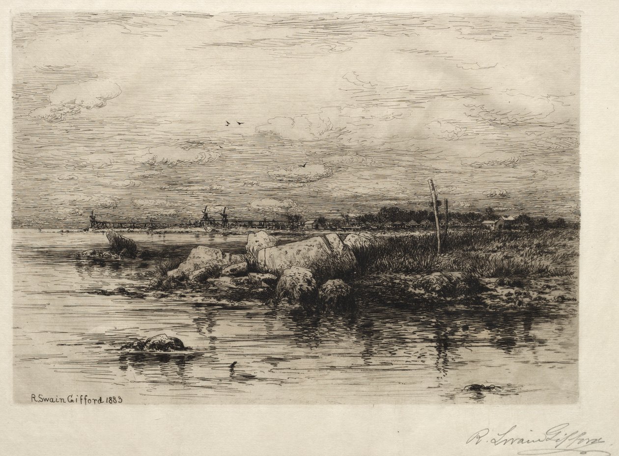Monding van de Apponaganasett-rivier, 1883 door Robert Swain Gifford