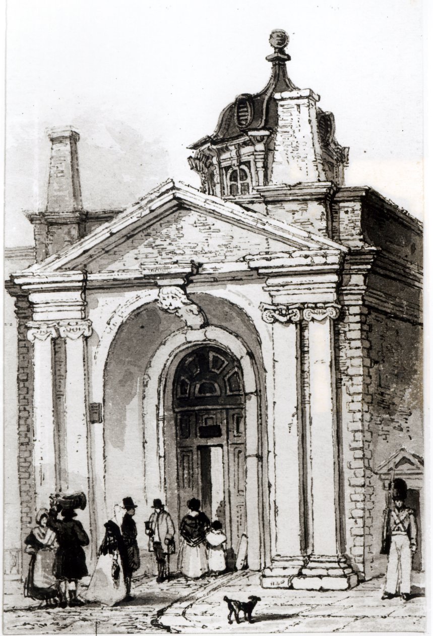 Ingang van Montague House door Robert Thomas Landells